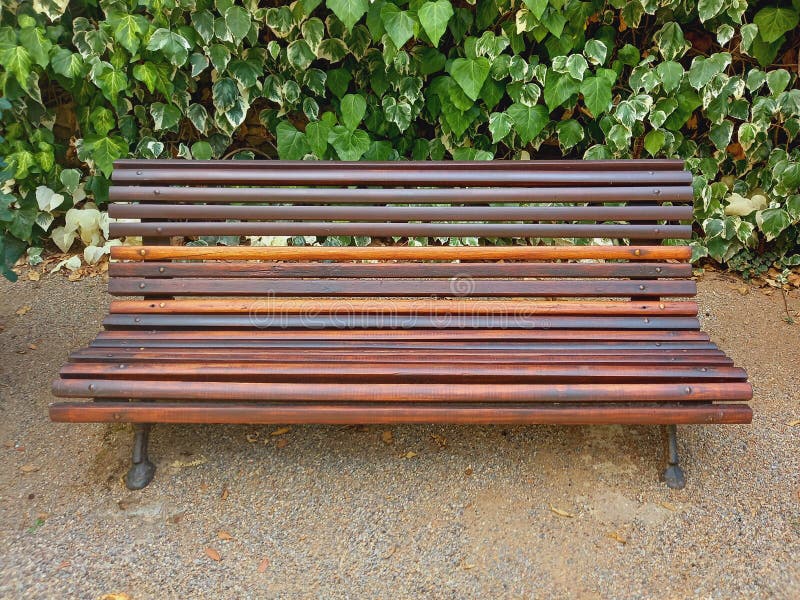 Front View of Garden Bench with Iron Legs. Park and Garden Furniture ...