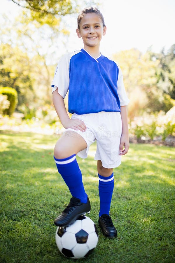 Girl in Complete Soccer Outfit Sitting on a Football Stock Image Image of human, championship
