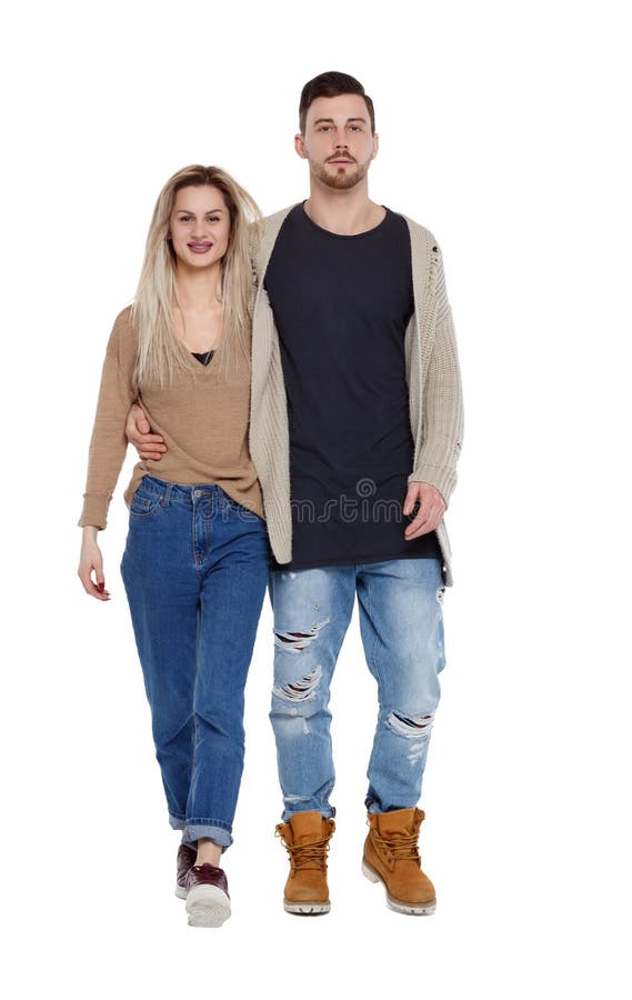 Download Front View Of Going Young Couple Walking Stock Image ...