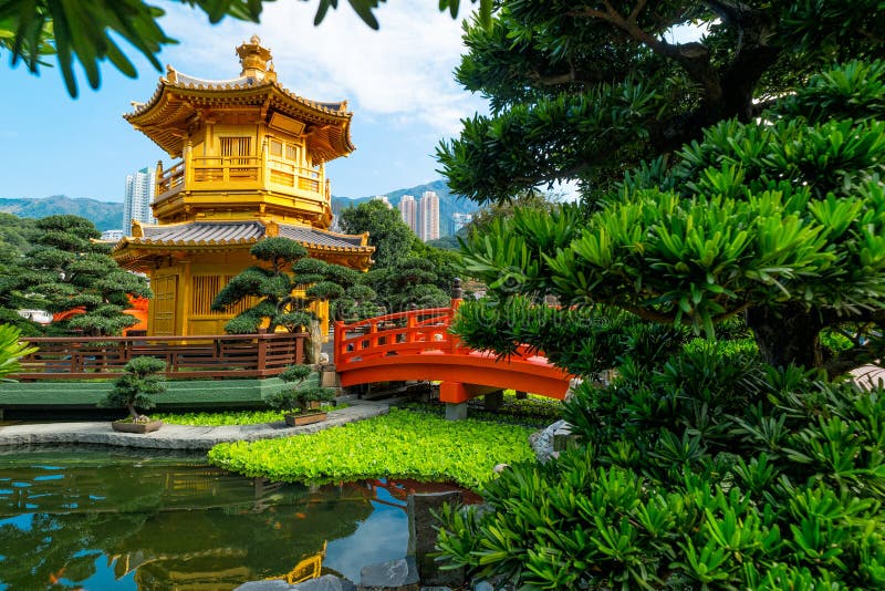 The Golden Pavilion Temple in Nan Lian Garden Stock Image - Image of ...