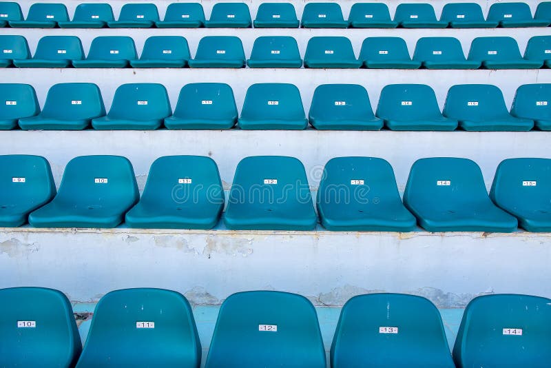 Front View of Green Bench or Chair in the Stadium. Stock Photo Image