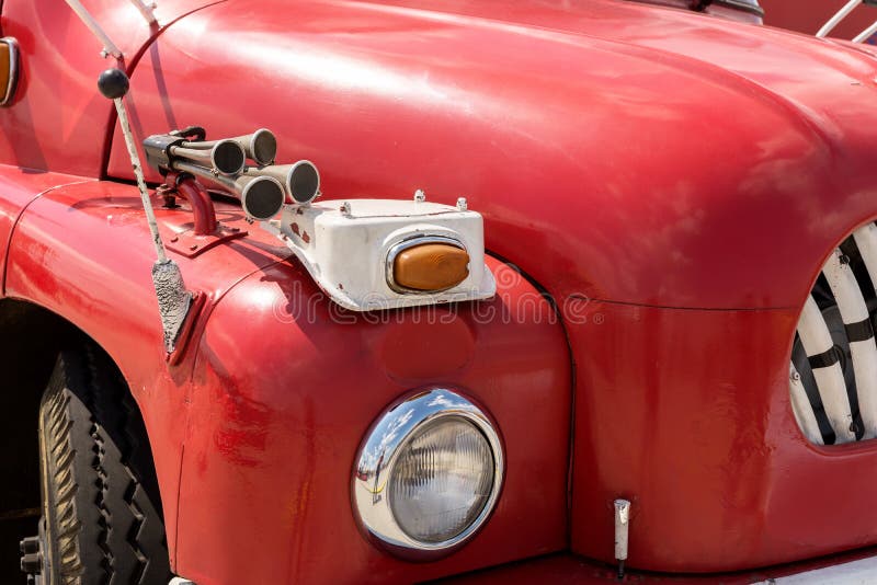 Front View of an Old Fire Truck Stock Image - Image of view, grille