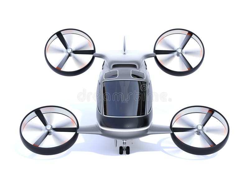 Front view of Passenger Drone isolated on white background stock illustration