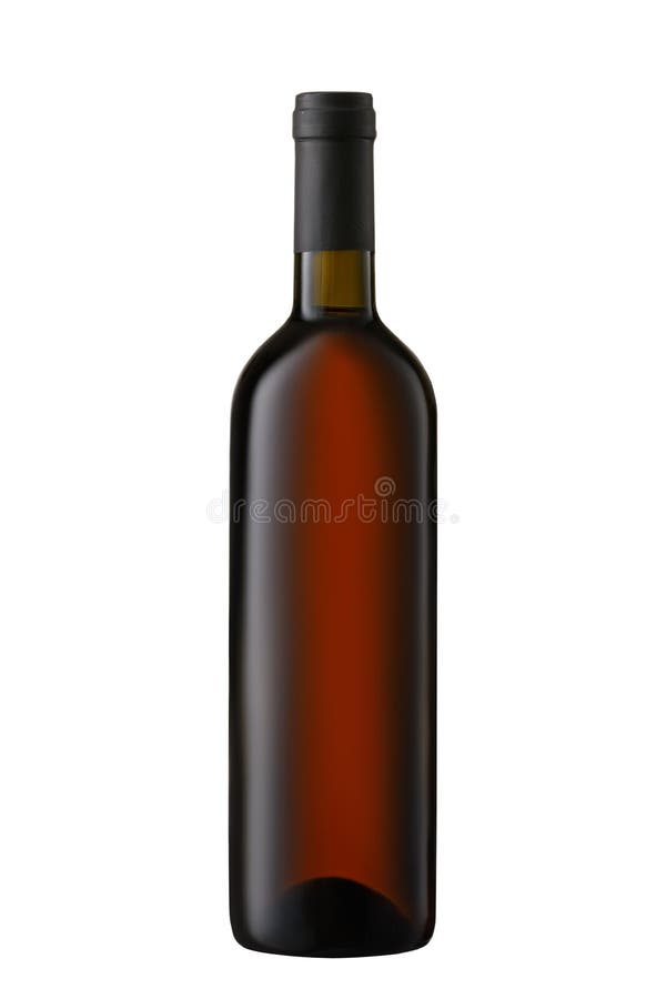 Front View Red Wine Blank Bottle Isolated on White Background Stock