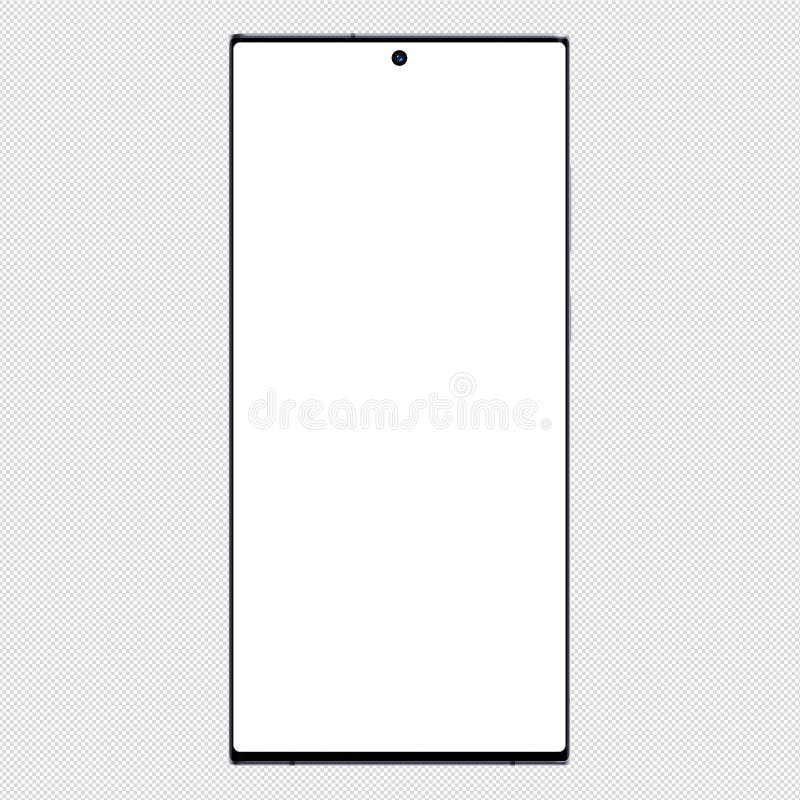 Front view of silver smartphone similar to android device without background. PNG included royalty free stock image