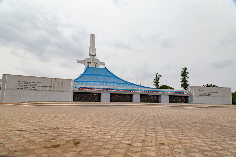 The front view of St. Paul`s Catholic Cathedral Abidjan Ivory Coast.