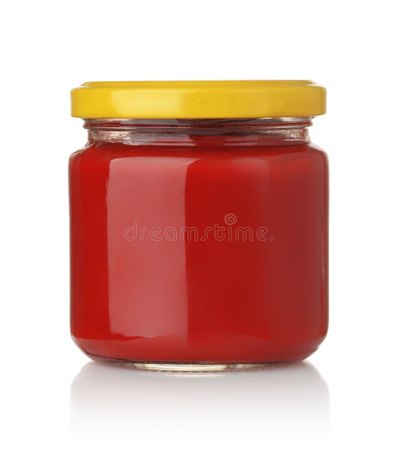 Front view of tomato sauce jar stock photography