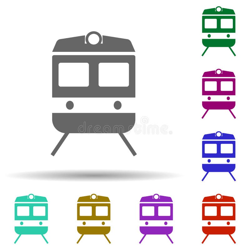 Front view train, transport in multi color style icon. Simple glyph, flat vector of transport icons for ui and ux, website or vector illustration