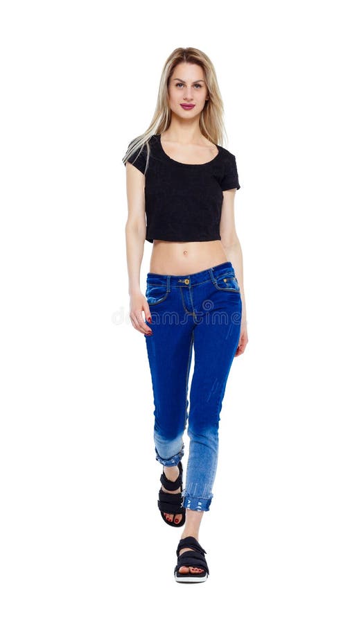 469 Front View Walking Woman Jeans Stock Photos - Free & Royalty-Free ...