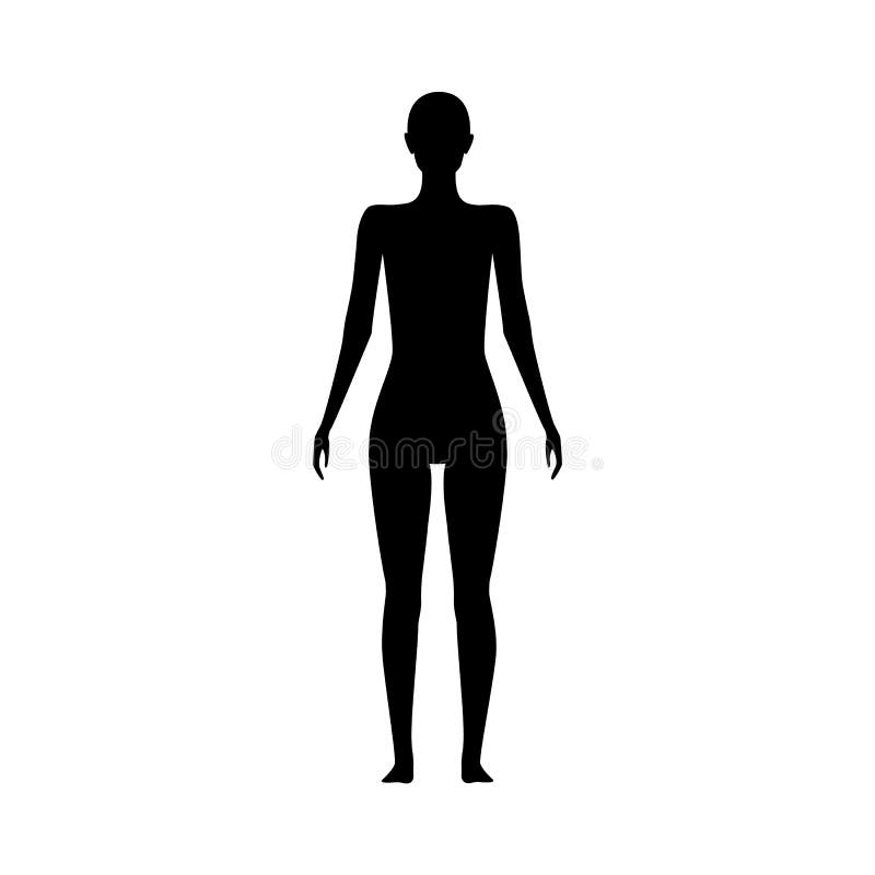 Front View of Woman Body Silhouette Stock Vector - Illustration of figure,  human: 174553835