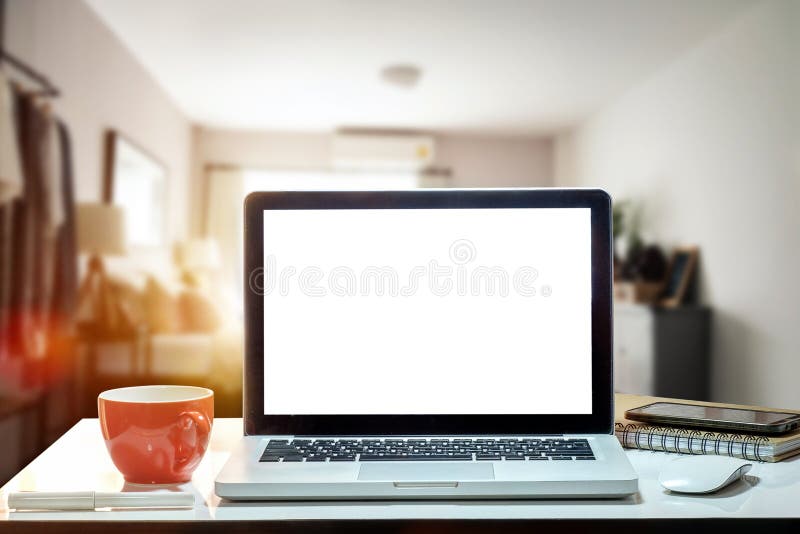 Front view workspace with computer, royalty free stock photo Front view workspace with computer, royalty free stock photo