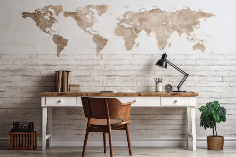 Front View of Workspace Home Office Desk Supplies on Office Workplace