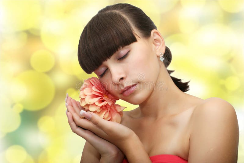 Front view of young beautiful woman s face