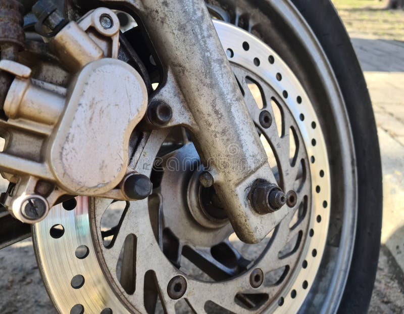 Front Wheel of Motorcycle with Brake Disc Stock Image Image of biker