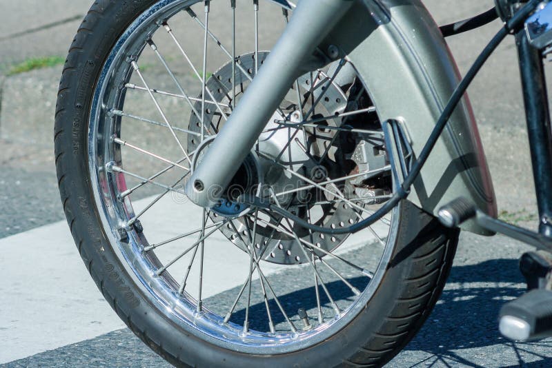 Front Wheel of a Motorcycle Stock Photo Image of motorcycle, detail 139097592