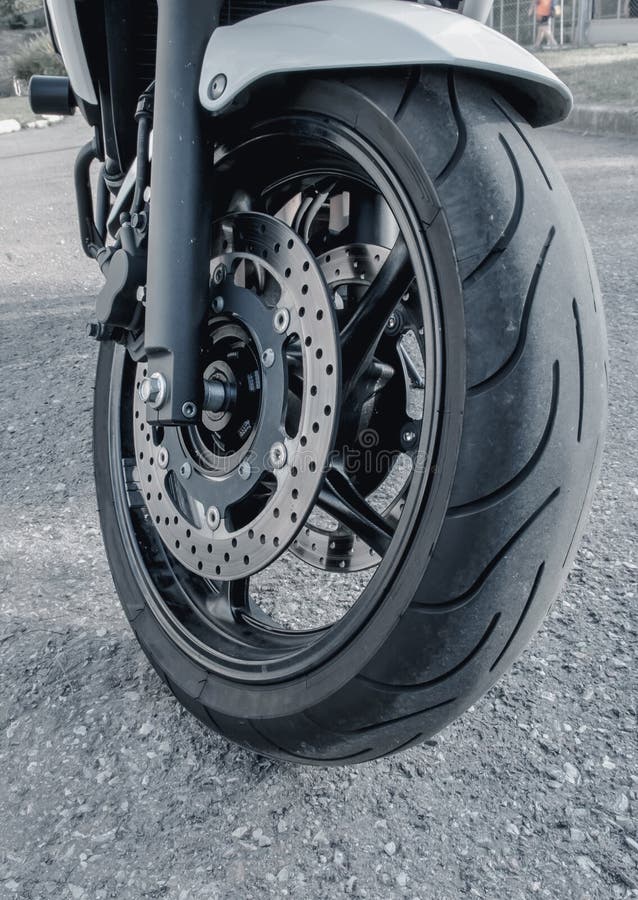 Front Wheel Motorcycle for Racing on Road in City Stock Image Image