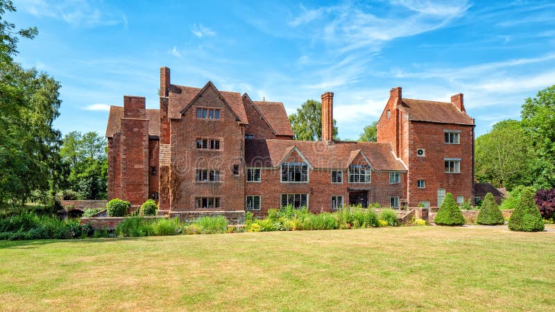 The frontage of Harvington Hall, Worcestershire, England.