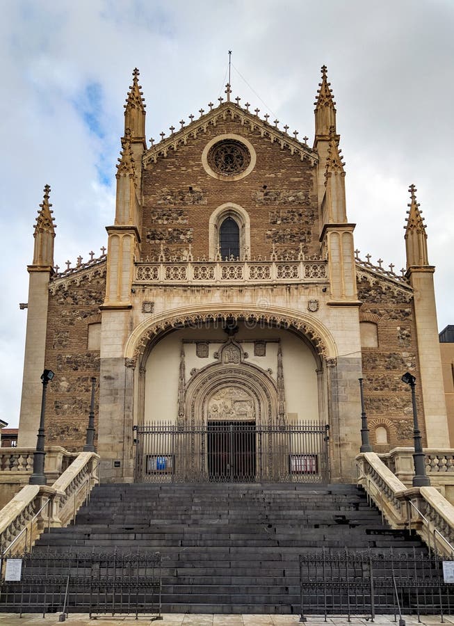 San JerÃ³nimo el Real Exterior early 16th-century church in central Madrid, Spain frontal depiction