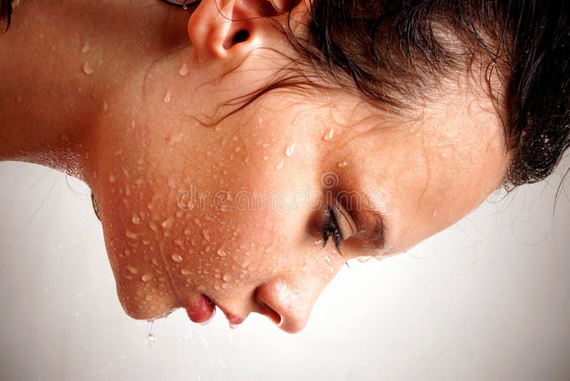 Girl with a wet face. On the face of water. Girl with a wet face. On the face of water.