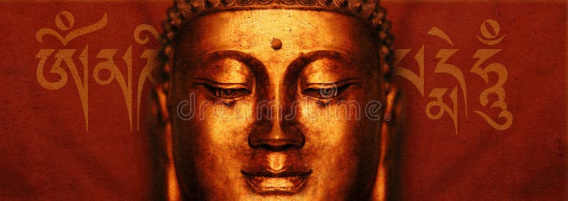 Fronte del Buddha con il mantra