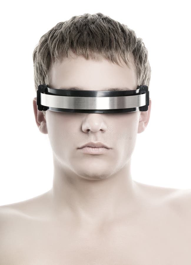 Fronte dell'uomo bello di cyber fotografie stock Fronte dell'uomo bello di cyber fotografie stock