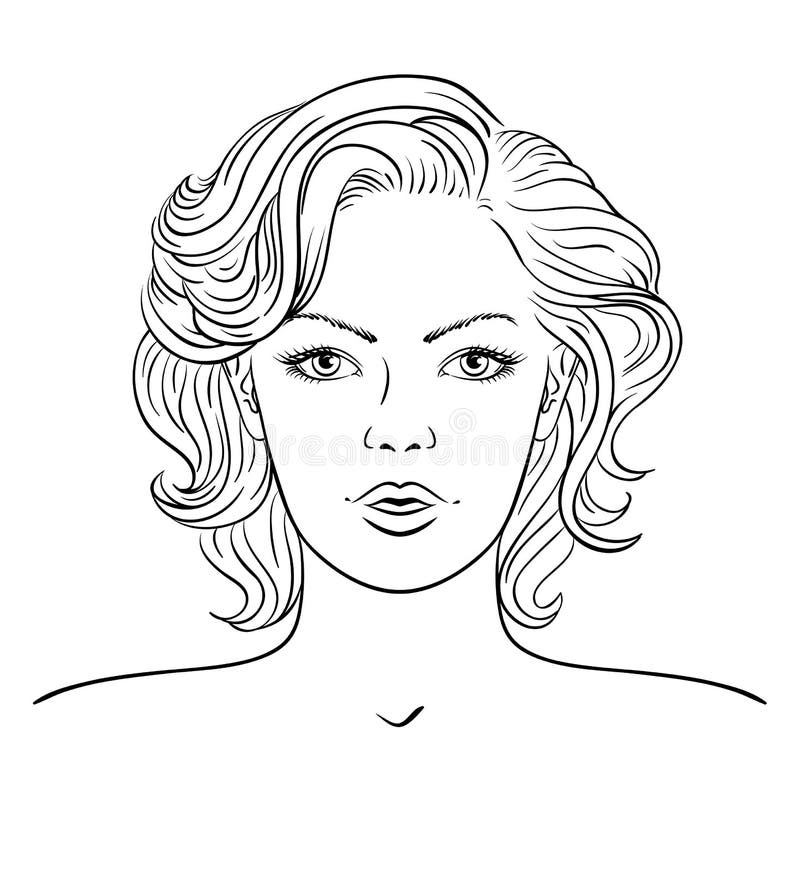 Fronte della giovane donna Acconciatura di modo illustrazione vettoriale Fronte della giovane donna Acconciatura di modo illustrazione vettoriale