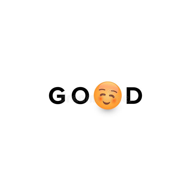 Fronte di giallo del fumetto di felicità con testo Le buone emozioni, smiley scherza il giocattolo, modello di logo di vettore royalty illustrazione gratis Fronte di giallo del fumetto di felicità con testo Le buone emozioni, smiley scherza il giocattolo, modello di logo di vettore royalty illustrazione gratis