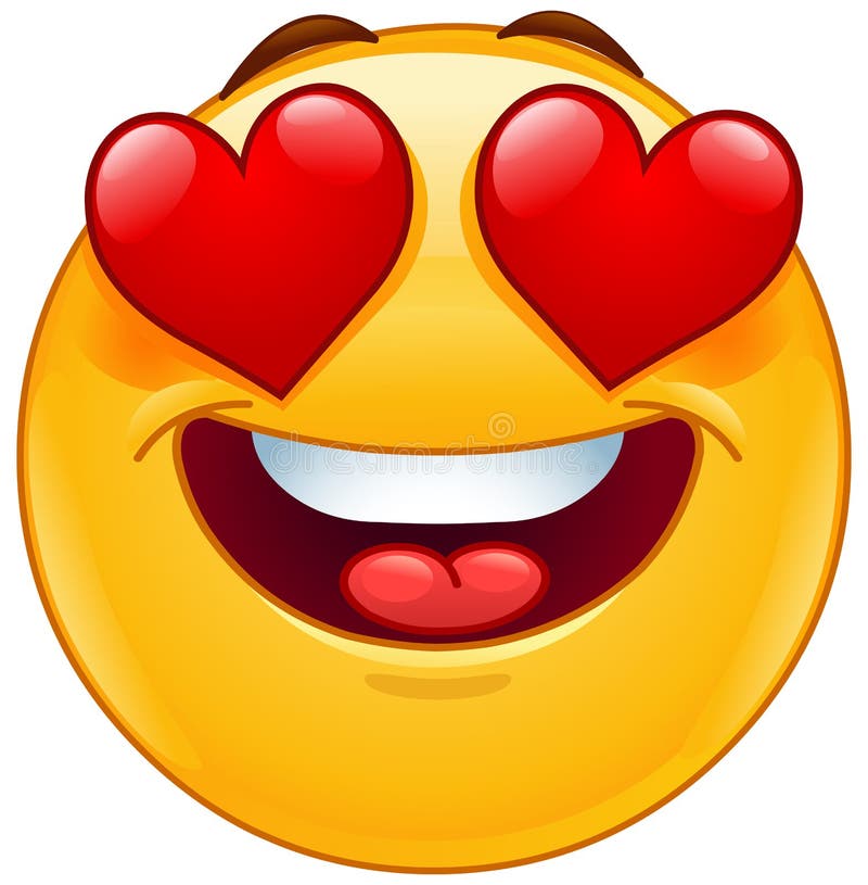 Fronte sorridente dell'emoticon con gli occhi del cuore illustrazione vettoriale
