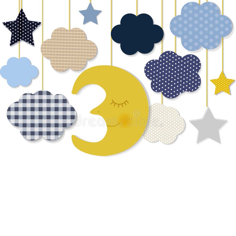 Fronteira entre lua e estrelas ilustração stock