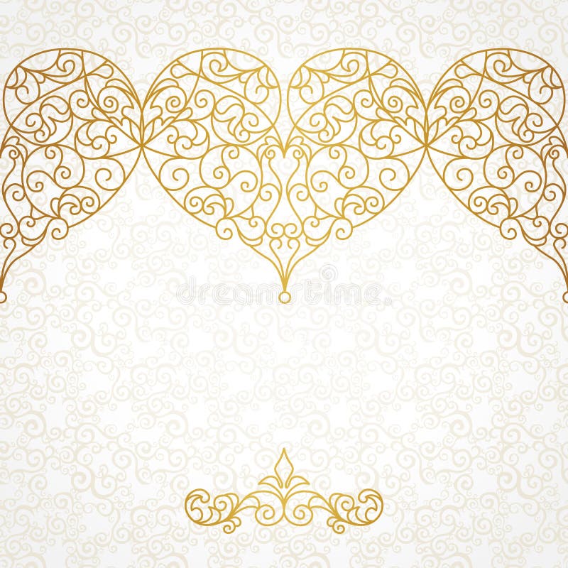Frontera adornada del vector con los corazones en la línea estilo del arte stock de ilustración Frontera adornada del vector con los corazones en la línea estilo del arte stock de ilustración