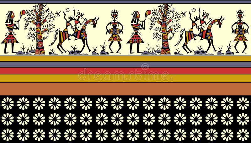 Frontera africana colorida stock de ilustración Frontera africana colorida stock de ilustración