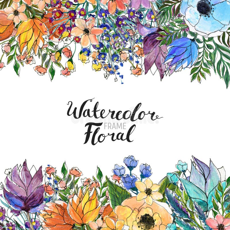 Frontera de la flor de la acuarela libre illustration Frontera de la flor de la acuarela libre illustration