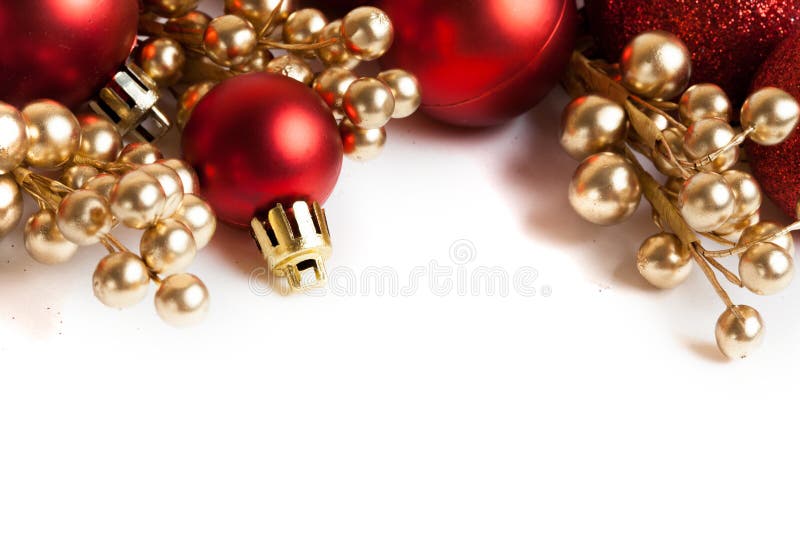Frontera de la Navidad con el ornamento rojo fotografía de archivo Frontera de la Navidad con el ornamento rojo fotografía de archivo