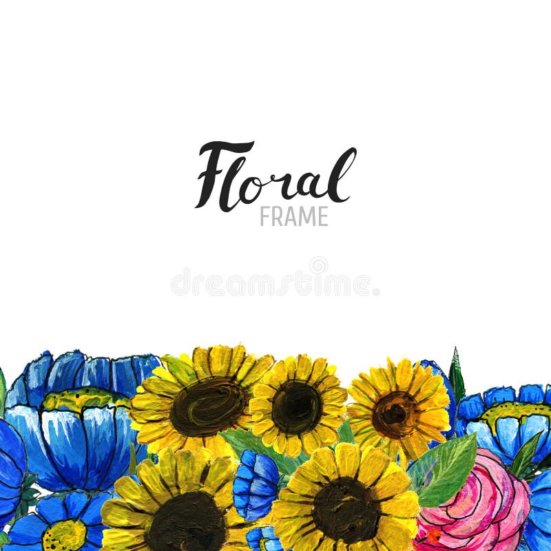 Frontera dibujada mano de la flor ilustración del vector Frontera dibujada mano de la flor ilustración del vector