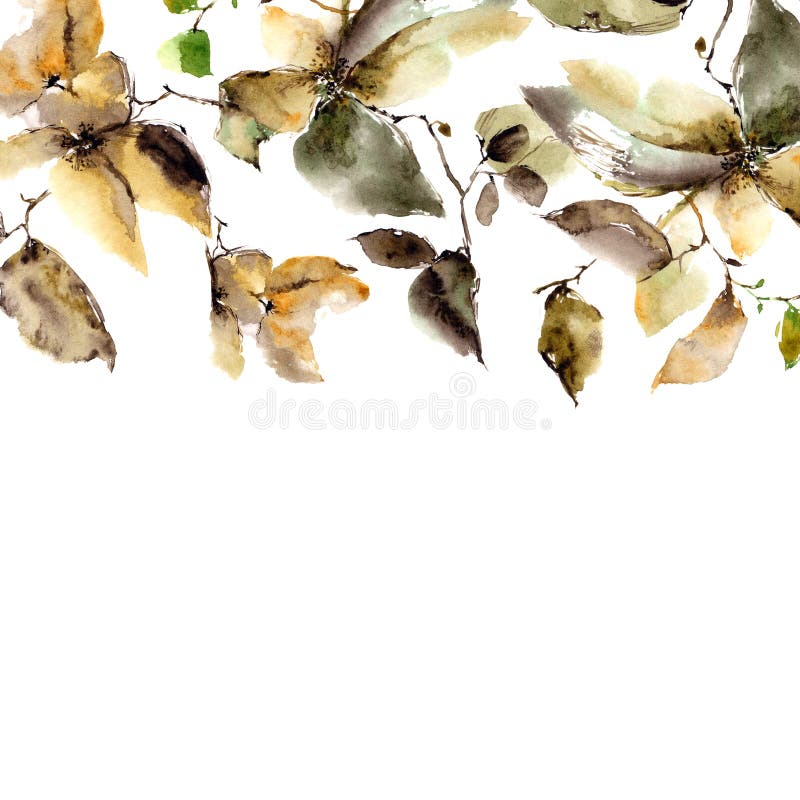 Frontera floral de la acuarela Flores del otoño Fondo floral Autumn Floral Design Flores rosadas marchitadas Tarjeta de felicitac libre illustration Frontera floral de la acuarela Flores del otoño Fondo floral Autumn Floral Design Flores rosadas marchitadas Tarjeta de felicitac libre illustration