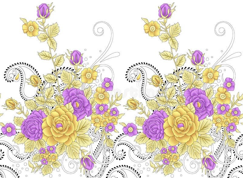 Frontera floral india tradicional inconsútil con el diseño de Paisley libre illustration Frontera floral india tradicional inconsútil con el diseño de Paisley libre illustration