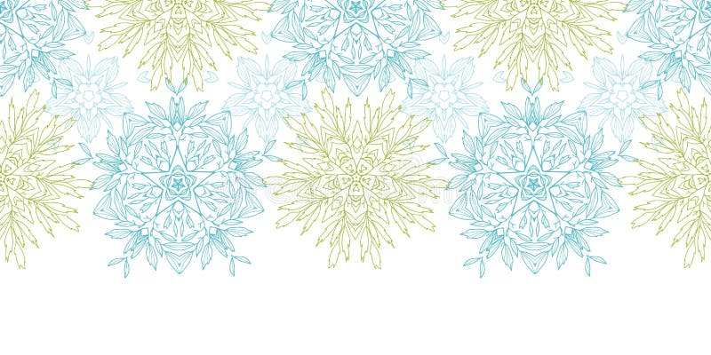 Frontera horizontal de las mandalas abstractas de las plantas del vector stock de ilustración Frontera horizontal de las mandalas abstractas de las plantas del vector stock de ilustración