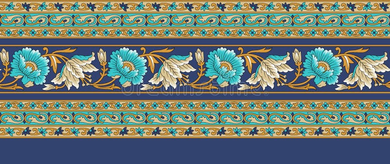 Frontera india tradicional floral incons?til ilustración del vector Frontera india tradicional floral incons?til ilustración del vector