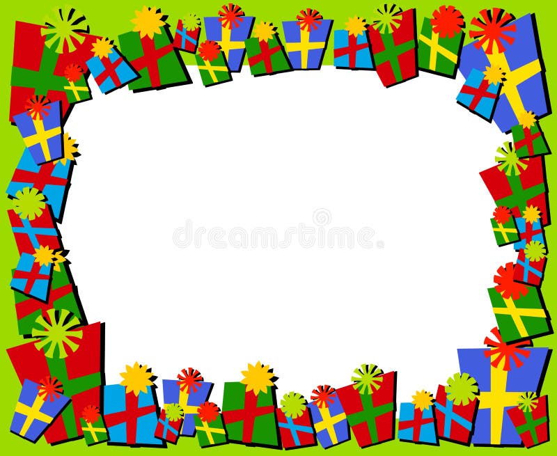 Frontera o marco de los regalos de la Navidad de Cartoonish stock de ilustración Frontera o marco de los regalos de la Navidad de Cartoonish stock de ilustración