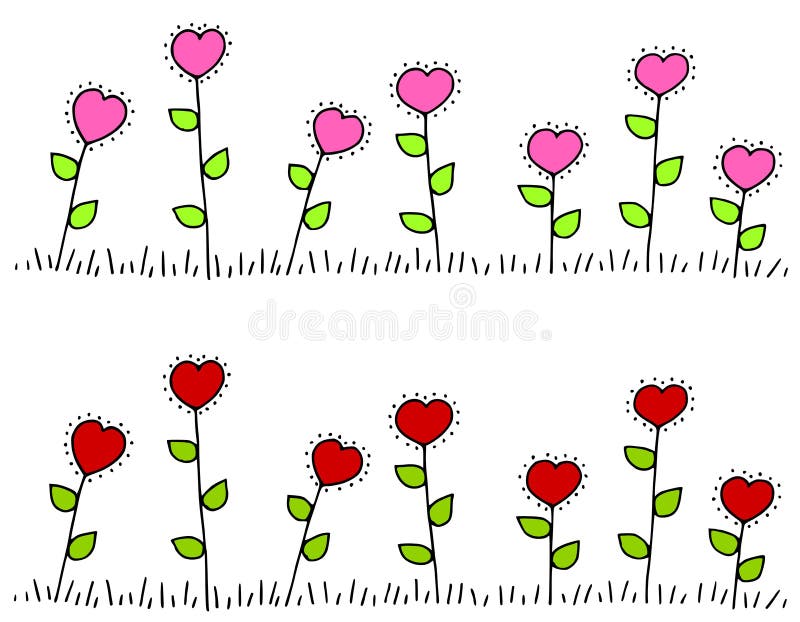 Fronteras en forma de corazón rosadas de la flor stock de ilustración