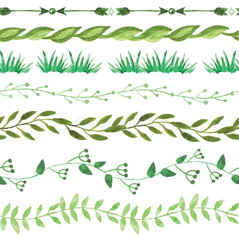 Fronteras inconsútiles de la acuarela fijadas Vendimia floral libre illustration Fronteras inconsútiles de la acuarela fijadas Vendimia floral libre illustration