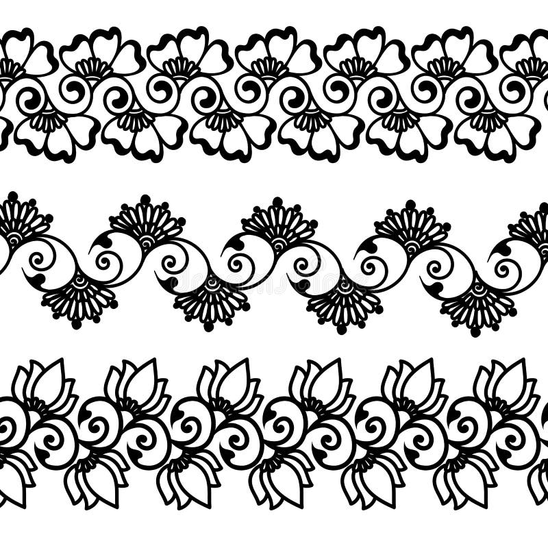 Fronteras orientales decorativas de la flor del mehndi libre illustration Fronteras orientales decorativas de la flor del mehndi libre illustration