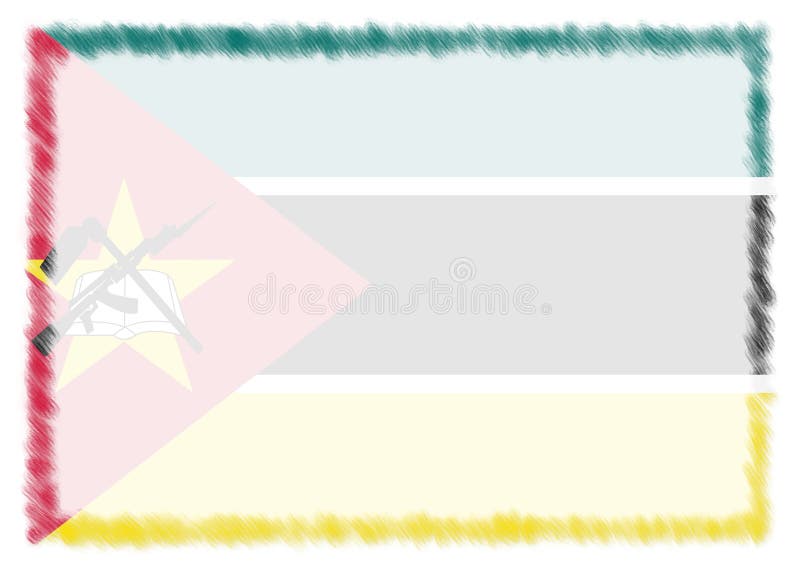 Frontiera con bandiera nazionale del Mozambico illustrazione di stock