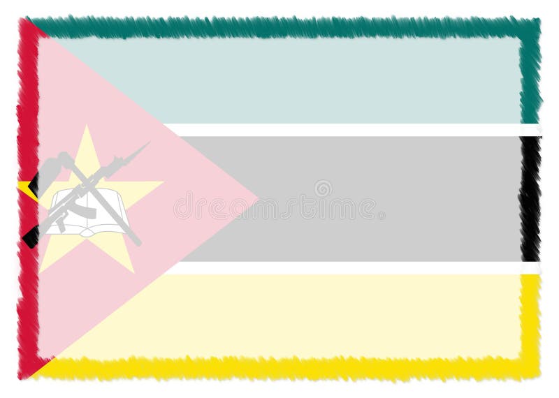 Frontiera con bandiera nazionale del Mozambico illustrazione vettoriale