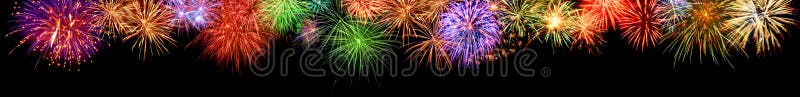 Bordure de feux d'artifice colorés, format extra large photo libre de droits
