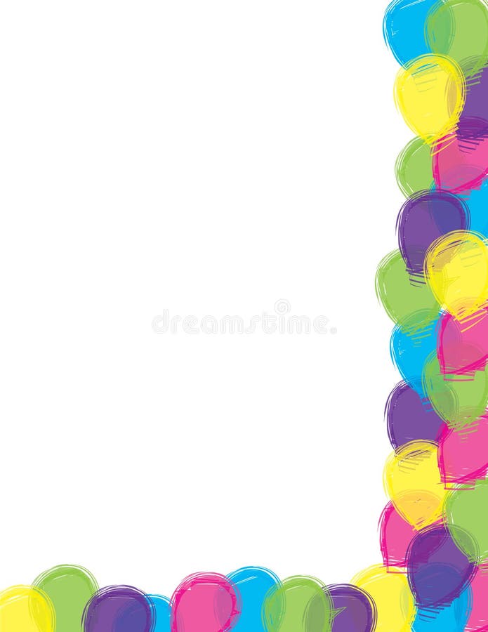 Frontière semi transparente d'effet d'aquarelle de fond de ballons illustration libre de droits Frontière semi transparente d'effet d'aquarelle de fond de ballons illustration libre de droits