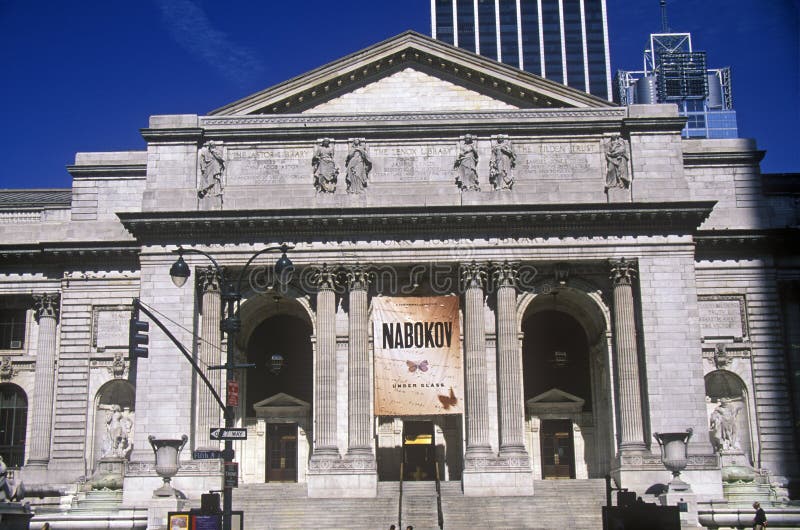 Frontowy wejście Nowy Jork biblioteka publiczna, Miasto Nowy Jork, NY