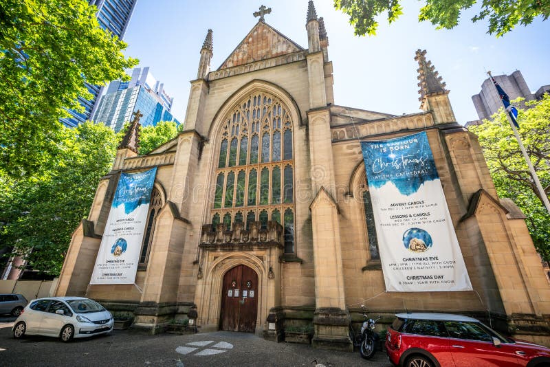 Frontowy widok St Andrew katedra kościół anglikański w Sydney NSW Australia obraz stock Frontowy widok St Andrew katedra kościół anglikański w Sydney NSW Australia obraz stock