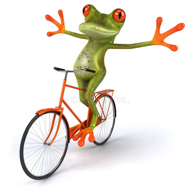 Frosch mit einem Fahrrad stock abbildung. Illustration von