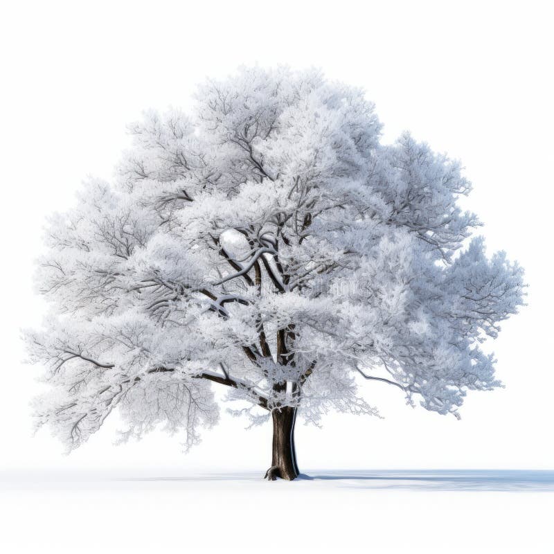 Frost Covered Tree Isolated On White - Snow Themed Clip Art royalty free illustration